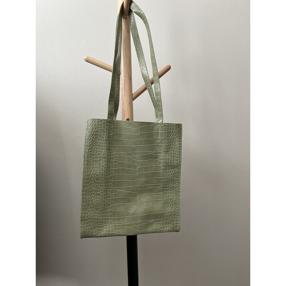 Faux Leather Small Tote Shoulder Bag Green Faux Snakeskin Leather Bag